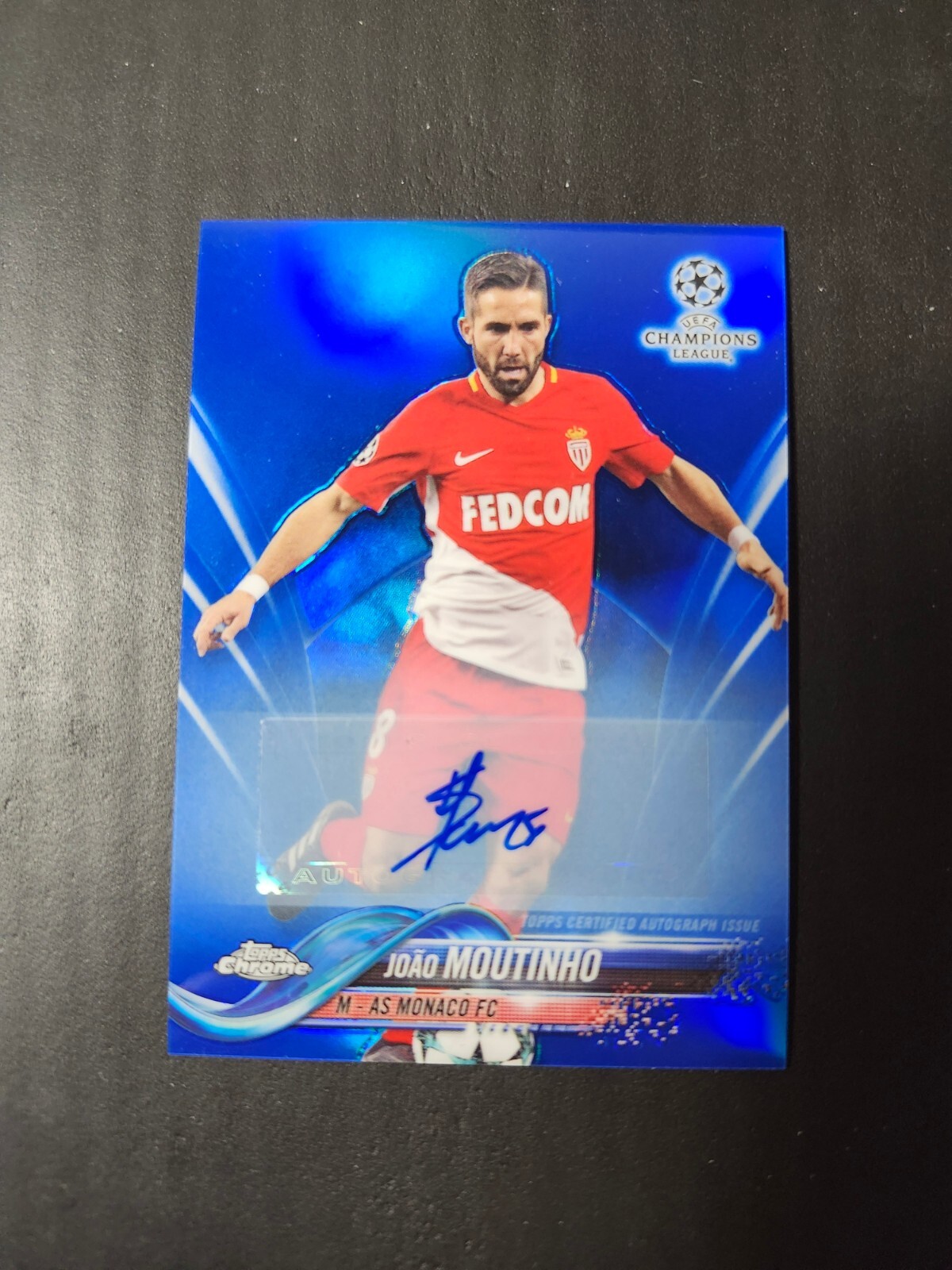 2017-18 Topps Chrome UEFA UCL Joao Moutinho Blue Refactor Auto /150