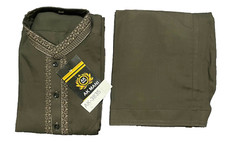 Pakistani Shalwar Kameez Mens Style ReadyMade Cool-Gray Color Size Small AK-3835