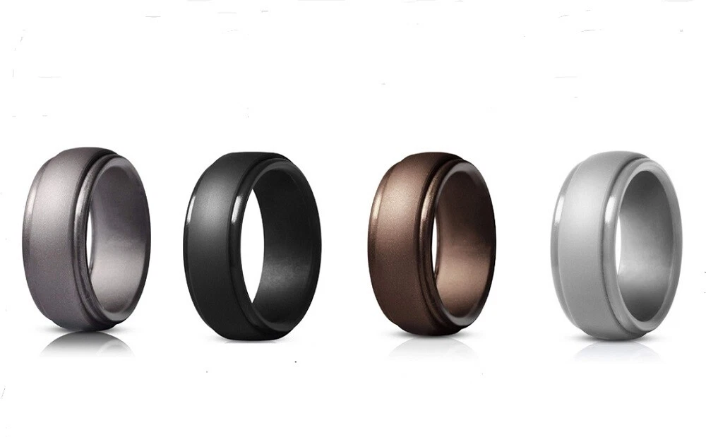 4 Pack Silicone Wedding Rings Unisex Rubber Bands for Active