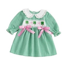 Toddler Girl Easter Outfit Baby Plaid Bunny Egg 3-4T L Shamrock Bow Green