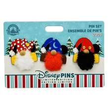 Disney Store Christmas Holiday Winter Gnomes 3 Pin 2024 Minnie & Mickey LE 2000