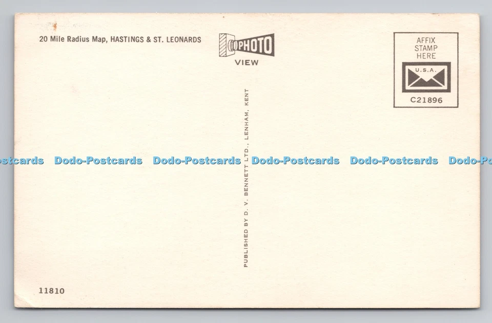 R790201 St Leonards Hastings 20 Mile Radius Map D V Bennett Lenham Kent Photo Vi - Image 2 of 4