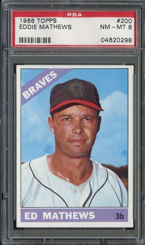 1966 TOPPS #200 EDDIE MATHEWS PSA 8 BRAVES HOF *B66172