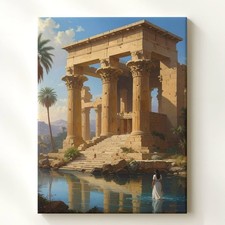 Ancient Egyptian Temple Canvasserene Reflection On The River Wall Art