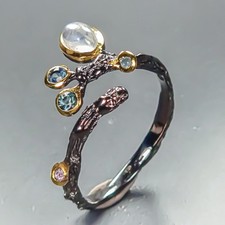 Vintage ring Natural Moonstone Ring 925 Sterling Silver Size 8 /R459616