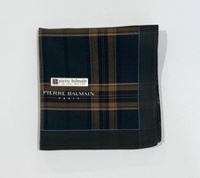 MEN S HANDKERCHIEF Plaid Green Beige Pierre Balmain COTTON POCKET ART SQUARE 18