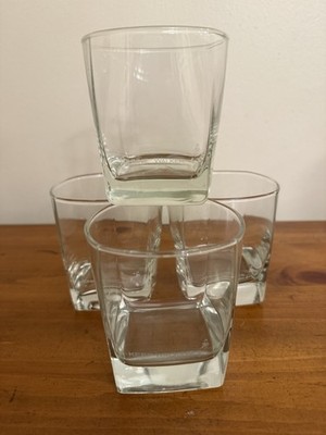 Set 4 Johnnie Walker Scotch Whisky Keep Walking Rocks Glasses Square Etched VTG