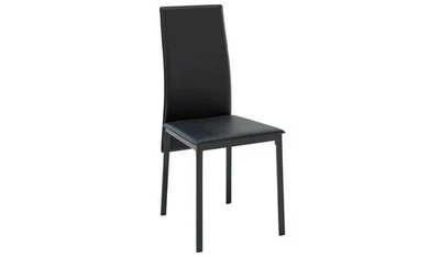 Lido Pair of Faux Leather Dining Chair Black Modern Kitchen Furniture - Image 1 of 4