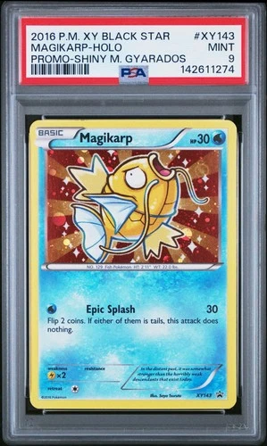 2016 Pokemon XY Black Star Promo Shiny Mega Gyarados Holo Magikarp #XY143 PSA 9