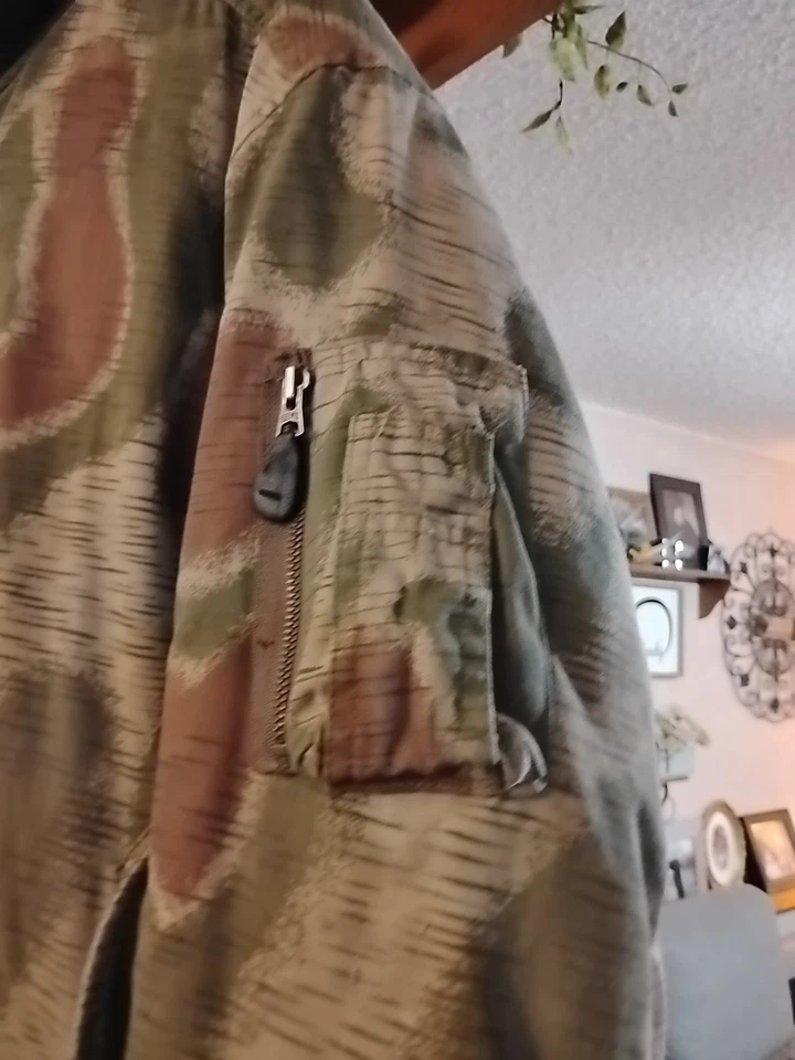 复古男式 1990 年代 Y2K Sturm 德国迷彩飞行轰炸机夹克 90 年代 M 码 Sumpfmuster — 第 3/4 张图片