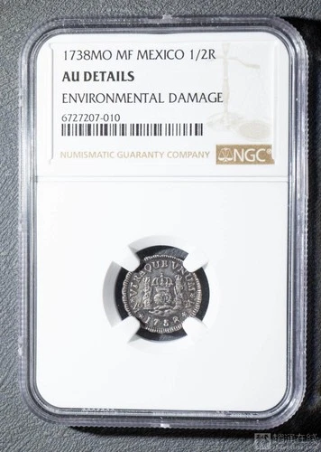 1738 MO MF MEXICO 1/2 Real NGC AU Details
