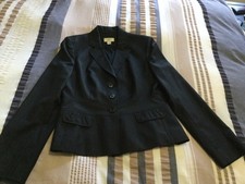 Ann Taylor LOFT Women  s Blazer Size 4   Black  White Pinstripe, Wool Blend