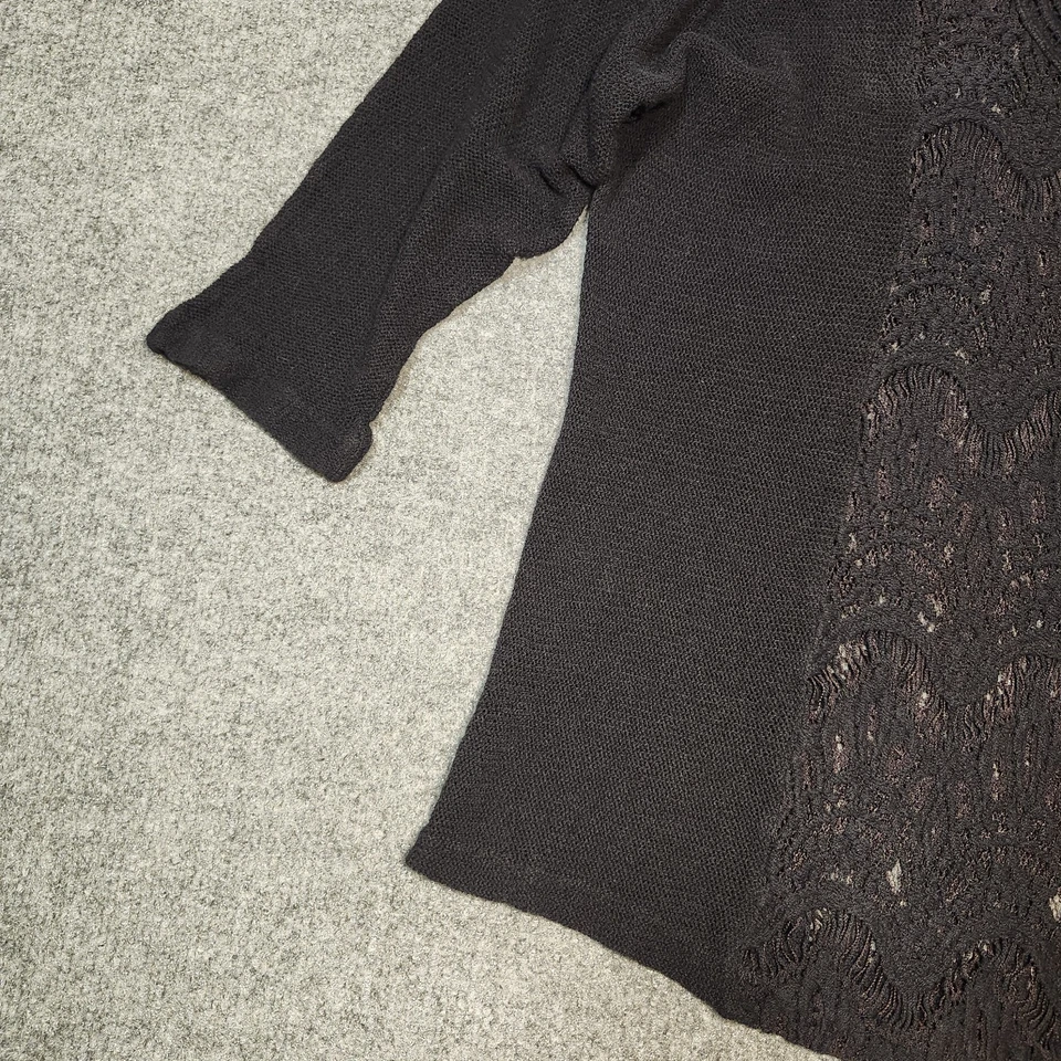 Top XCVI Mujer Pequeño Negro Crochet Encaje Transparente Boho Romántico  Foto 4 de 4