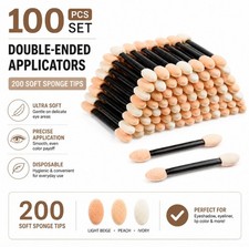 100Pcs Dual End Disposable Eyeshadow Brushes Sponge Tip Makeup Applicators Set