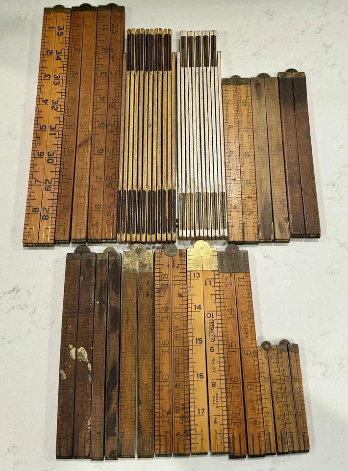 Лот из 16 винтажных деревянных складных линейок и направляющих сделано в США - Изображение 4 из 4
