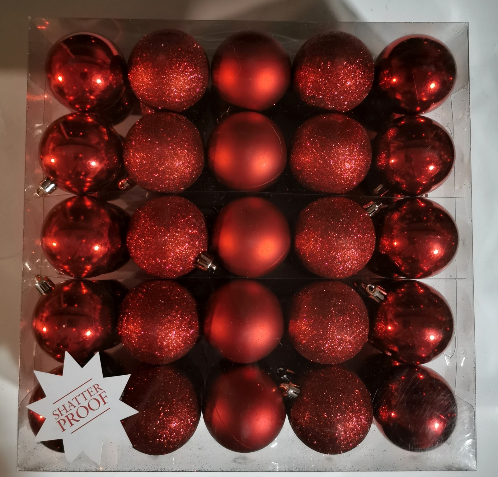 Hobby Lobby 50 Piece Red Christmas Tree Ball Ornaments Shatterproof 2 3/8