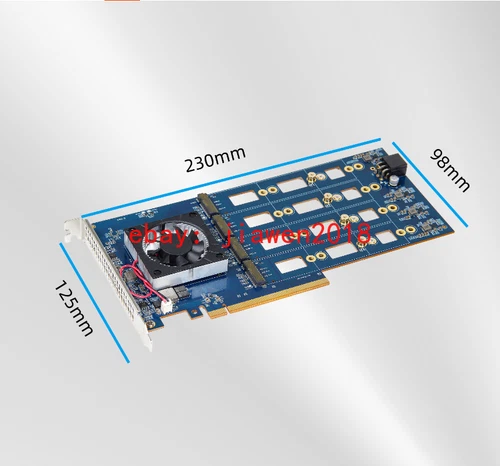 PCIe4.0 X16 to 8 Port M.2 Adapter, for NVMe SSD,With PEX88048 Controller 