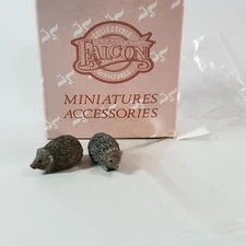 Vintage New Old Stock Falcon Miniatures Accessories Hedgehogs 1:12Scale Box of 2