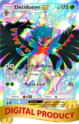 Pokemon Pocket TCG Card 2 Star Full Art Shiny Decidueye EX Mega Rising DIGITAL