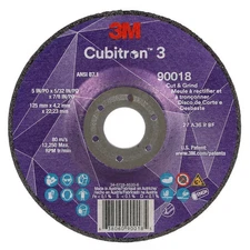 Cut-Off and Grinding Wheel, Type 27, 5 in Dia, 0.156 in Thick, 7/8 in Arbor Hole