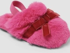 New Kids Pink Cat Jack Fur Slippers Size XL 11/12