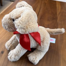 Melissa  Doug Floppy Puppy Dog Golden Labrador Lab Plush Red Satin Bow RARE NEW