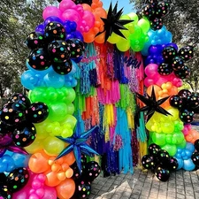 175Pcs Neon Balloons Arch Garland Kit, Glow in the Dark Balloons (Rainbow Sta...