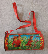 RAR Vintage Wunderschöne alte Botanisiertrommel Blechdose Tragegurt