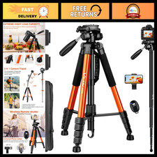 72" Tall Tripod  Monopod for Camera, DSLR, Phone - Heavy Duty Compact Stand wit