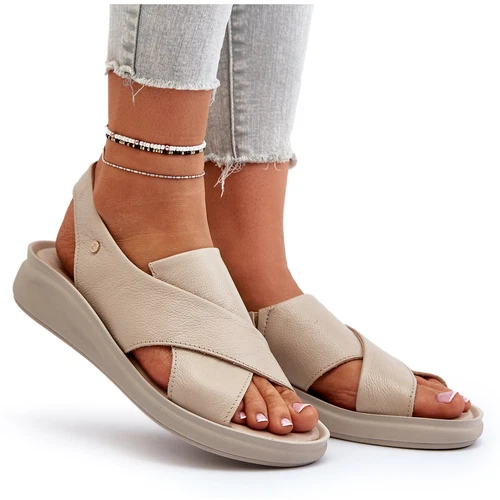 Zazoo 40392 Women's Leather Sandals, Beige - Picture 10 of 10