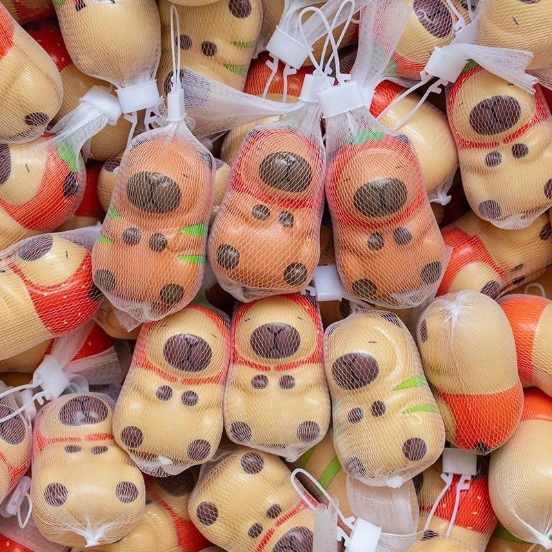 🐹🌈 3x Lindos Juguetes Blandos Capibara 💗 Kawaii Alivio del Estrés de Aumento Lento 🌈Squish Foto 2 de 3