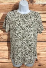 Old Navy Luxe Animal Print Blouse Sz S Short Sleeve Round Hem Soft Top Shirt