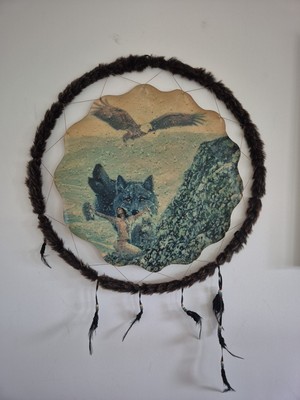 Indianer Traumfänger Indianer 25'' Original Vintage, Apache Wolf Adler