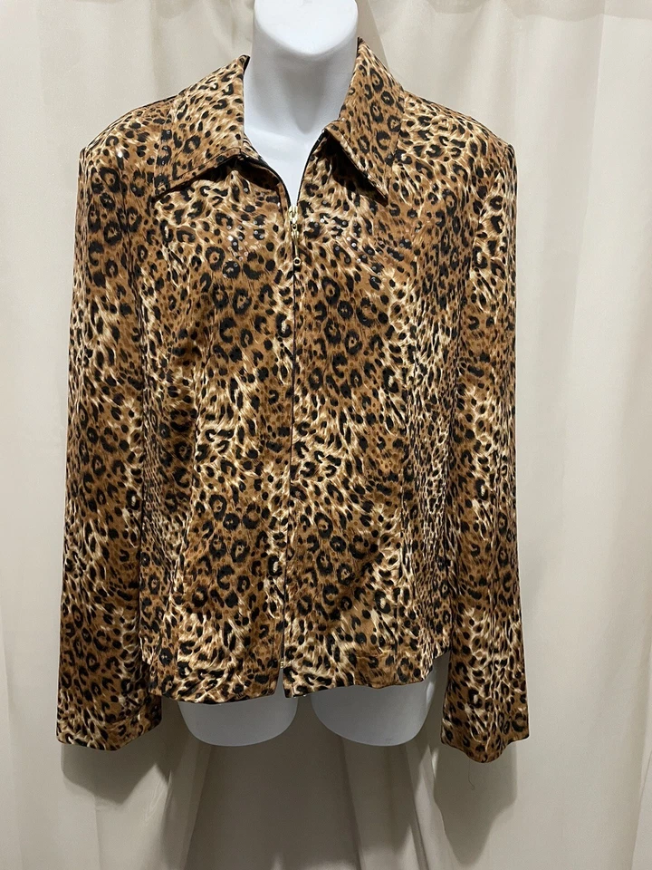 Joseph Ribkoff Animal Print Zip Front Short Jacket Women’s S/M - Image 3 of 4