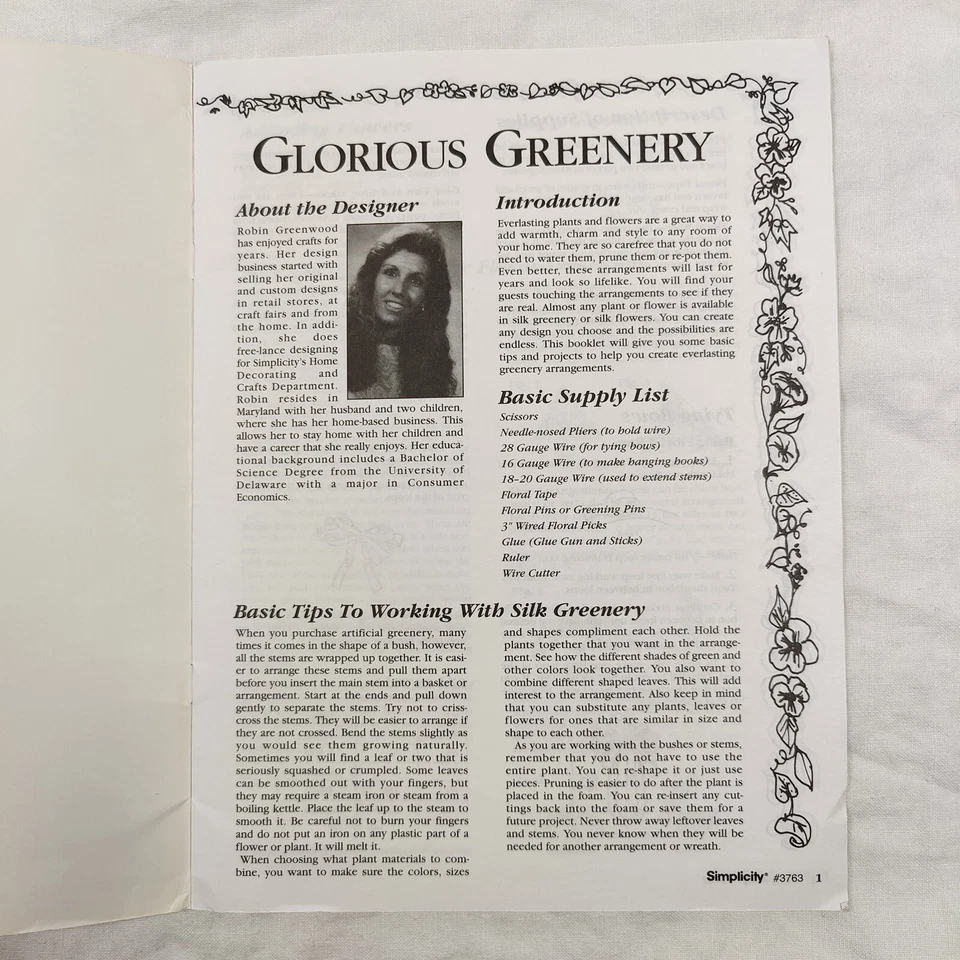 1996 Simplicity Glorious Greenery Artificial Silk Household Crafting Guide Book - Image 3 of 4