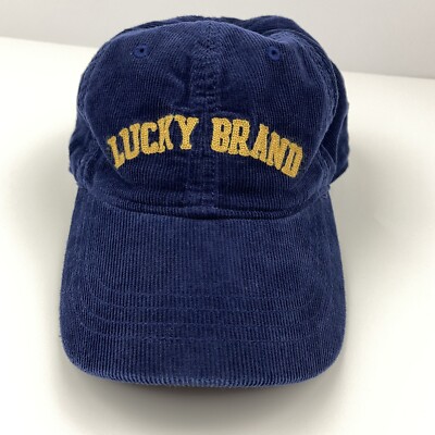 LUCKY BRAND Corduroy Baseball Cap Hat Navy Blue Gold One