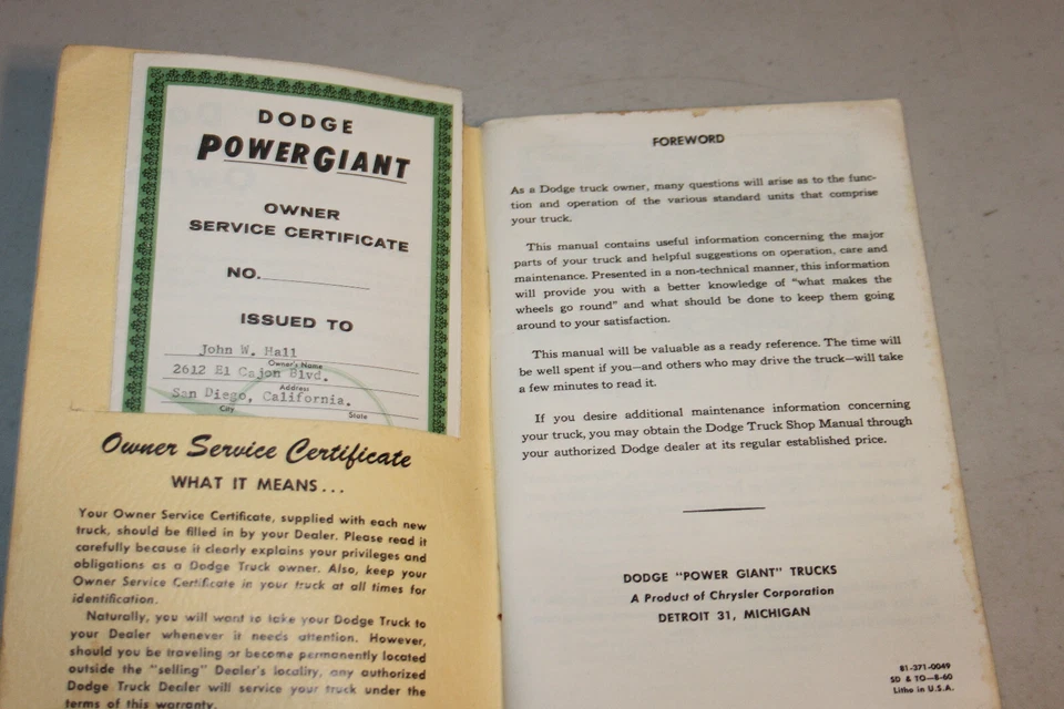 Dodge Serie R Power Giant Truck Manual del Conductor Años 60 De Colección, D-100,200,300 Foto 3 de 4