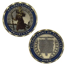 St. Christopher Protect Us Challenge Coin Patron Saint of Travelers Copper Coin