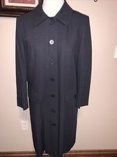 Womens Mondi Trench Coat Black W/Satin Lining Made Germany Vintage Sz S EUC C