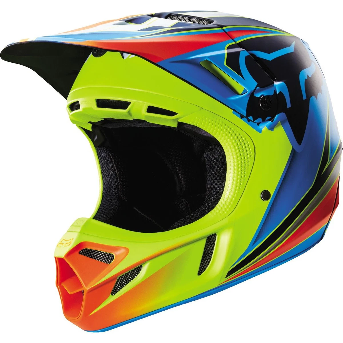 FOX V4 RACE MOTOCROSS MX HELMET - BLUE / YELLOW enduro bike mtb bmx MIPS |  eBay