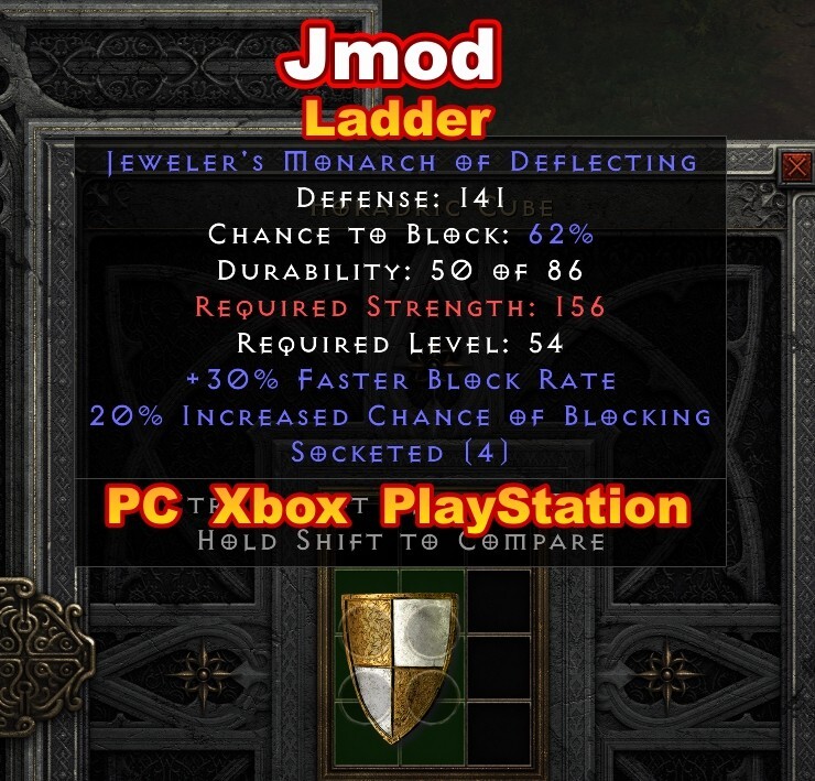 Jmod Jeweler’s Monarch of Deflecting 🔥 S8 Ladder Diablo II 