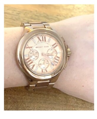MICHAEL KORS CAMILLE ROSE GOLD TONE+CHRONO,CRYSTAL,ROMAN 