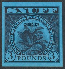 UNITED STATES MINT TE1082b SNUFF, SERIES 124 (1954) 3LB. IMPERF