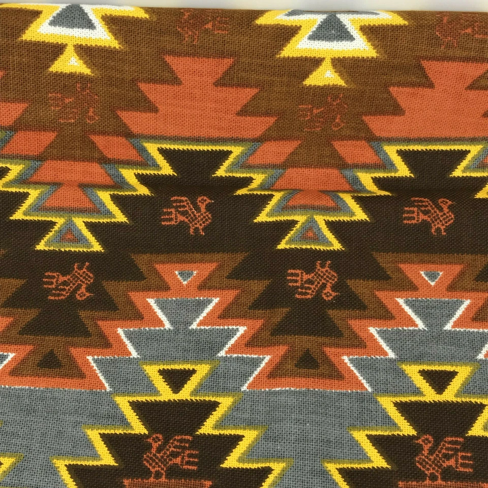 Fabric Textured Cotton Southwest Print Stepped Pyramid Zig Zag Birds for Sewing - Image 4 of 4