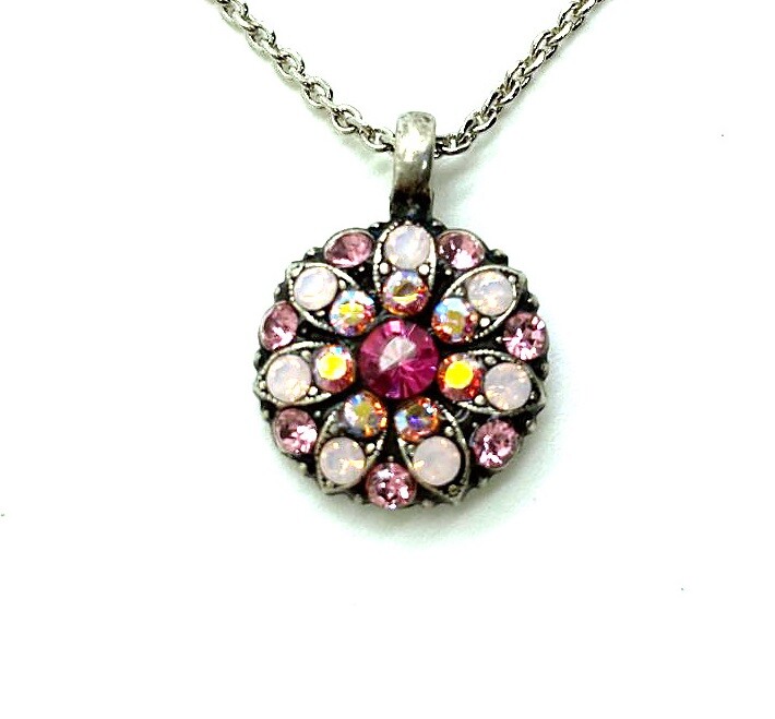 Guardian Angel Necklace with Pink and Fuchsia Swarovski Crystals by Mariana-image
