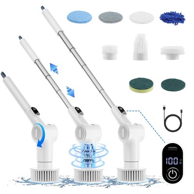 VIIPRLOMX Electric Spin Scrubber, Cordless Shower Power Brush for Cleaning, 47''