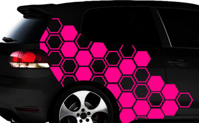 Hexagon Honeycomb XXL Auto 90 Stück Aufkleber Sticker 6x5cm Wabenmuster Waben Z