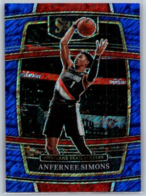 Anfernee Simons 2021-22 Panini Select Blue Shimmer Prizms #29 Portland Trail