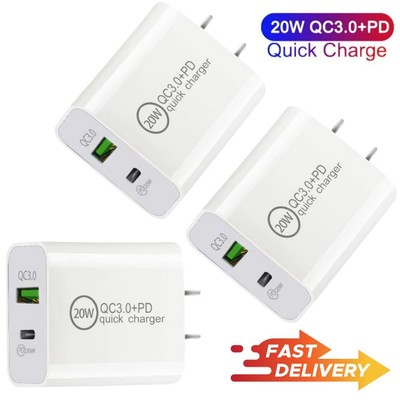 USB-C Charging Adapter 20W Fast Charger For iPhone 16 15 14 13 12 ProMax Samsung