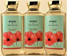 QTY 3 - Bath  Body Works POPPY Body Wash Shower Gel Shampoo 10oz